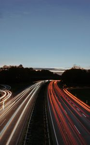 Preview wallpaper highway, road, lights, lines, long exposure