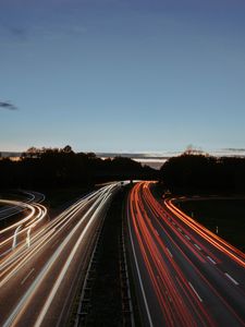 Preview wallpaper highway, road, lights, lines, long exposure