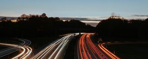 Preview wallpaper highway, road, lights, lines, long exposure