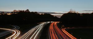 Preview wallpaper highway, road, lights, lines, long exposure