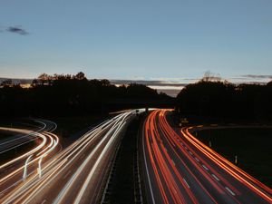 Preview wallpaper highway, road, lights, lines, long exposure