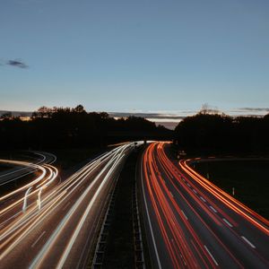 Preview wallpaper highway, road, lights, lines, long exposure