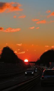 Preview wallpaper highway, traffic, sunset, road, transportation