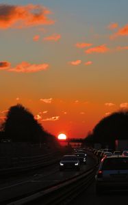 Preview wallpaper highway, traffic, sunset, road, transportation