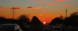 Preview wallpaper highway, traffic, sunset, road, transportation