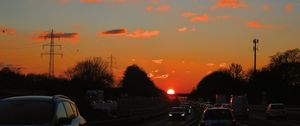 Preview wallpaper highway, traffic, sunset, road, transportation