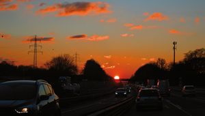 Preview wallpaper highway, traffic, sunset, road, transportation