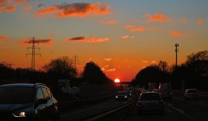 Preview wallpaper highway, traffic, sunset, road, transportation