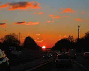 Preview wallpaper highway, traffic, sunset, road, transportation