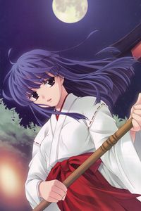 Preview wallpaper higurashi no naku koro ni, girl, kimono, moon