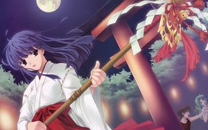 Preview wallpaper higurashi no naku koro ni, girl, kimono, moon