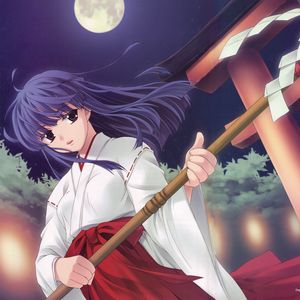 Preview wallpaper higurashi no naku koro ni, girl, kimono, moon