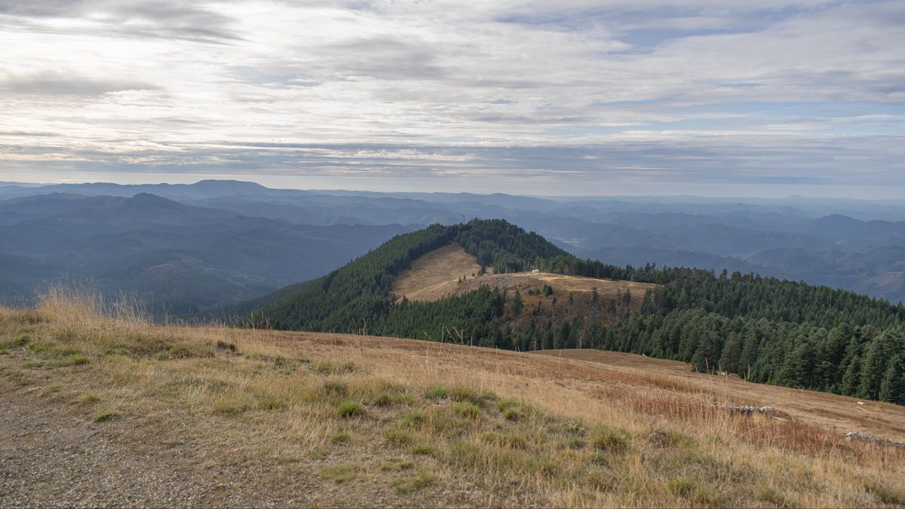 Wallpaper hill, field, mountains, landscape