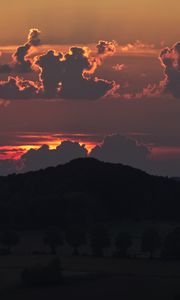 Preview wallpaper hill, forest, sunset