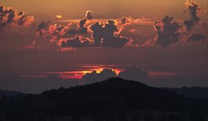 Preview wallpaper hill, forest, sunset