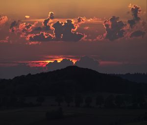 Preview wallpaper hill, forest, sunset