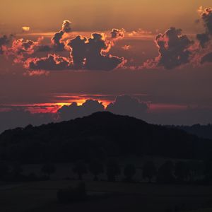 Preview wallpaper hill, forest, sunset