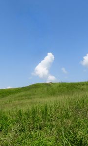 Preview wallpaper hill, grass, clouds, nature, landscape