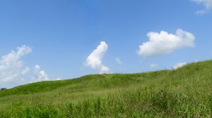 Preview wallpaper hill, grass, clouds, nature, landscape