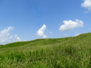 Preview wallpaper hill, grass, clouds, nature, landscape