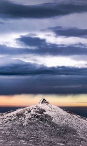 Preview wallpaper hill, hut, snow, winter, nature