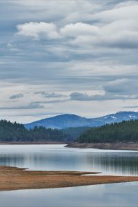 Preview wallpaper hill, lake, coast, forest