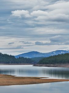 Preview wallpaper hill, lake, coast, forest