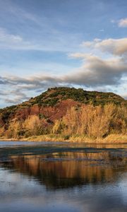 Preview wallpaper hill, lake, trees, landscape, nature