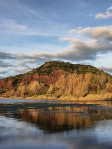 Preview wallpaper hill, lake, trees, landscape, nature