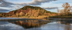 Preview wallpaper hill, lake, trees, landscape, nature