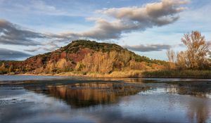 Preview wallpaper hill, lake, trees, landscape, nature