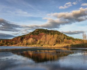 Preview wallpaper hill, lake, trees, landscape, nature