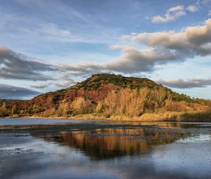 Preview wallpaper hill, lake, trees, landscape, nature