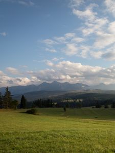 Preview wallpaper hill, meadow, grass, sky