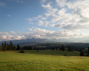 Preview wallpaper hill, meadow, grass, sky