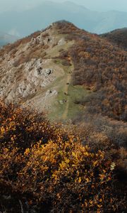 Preview wallpaper hill, mountain, aerial view, peak, landscape