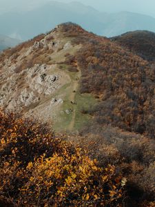 Preview wallpaper hill, mountain, aerial view, peak, landscape