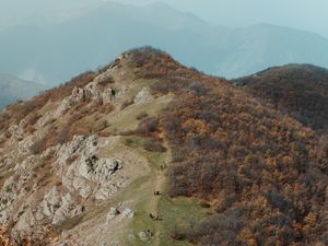 Preview wallpaper hill, mountain, aerial view, peak, landscape