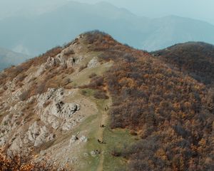 Preview wallpaper hill, mountain, aerial view, peak, landscape