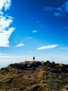 Preview wallpaper hill, mountain, silhouette, loneliness, landscape