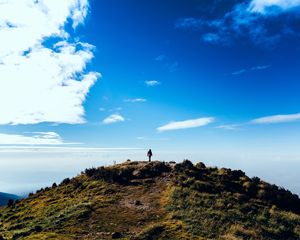 Preview wallpaper hill, mountain, silhouette, loneliness, landscape