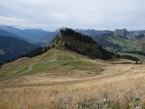 Preview wallpaper hill, mountain, slope, valley, grass, trees, landscape