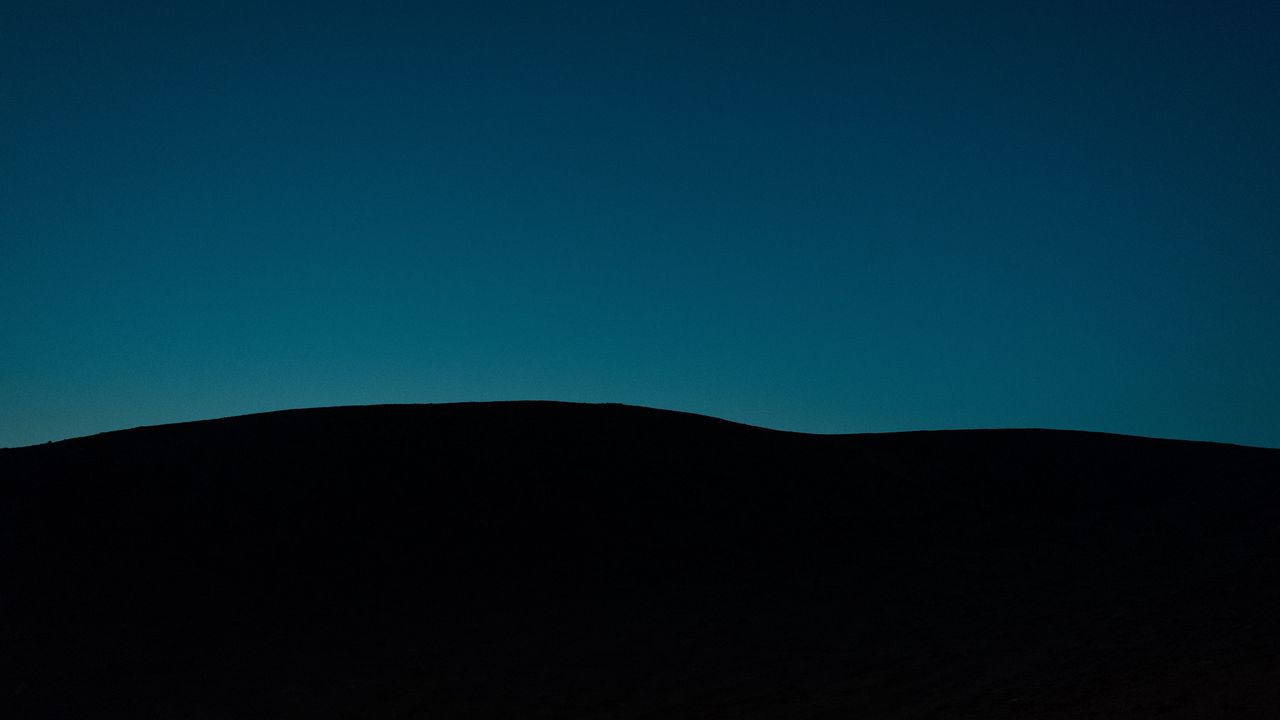 Wallpaper hill, night, horizon, dark, minimalism