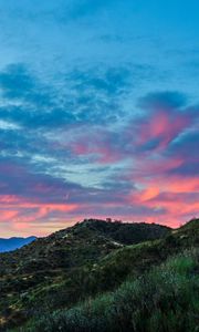 Preview wallpaper hill, peak, grass, sunset, sky