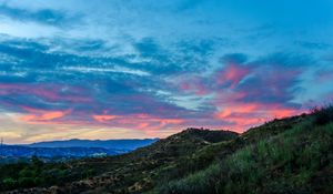 Preview wallpaper hill, peak, grass, sunset, sky