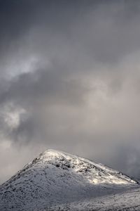 Preview wallpaper hill, peak, snowy, sky, clouds, gray