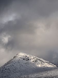 Preview wallpaper hill, peak, snowy, sky, clouds, gray