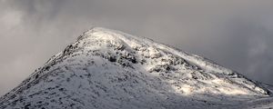 Preview wallpaper hill, peak, snowy, sky, clouds, gray