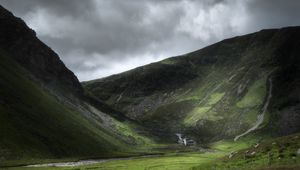 Preview wallpaper hill, river, stream, stones