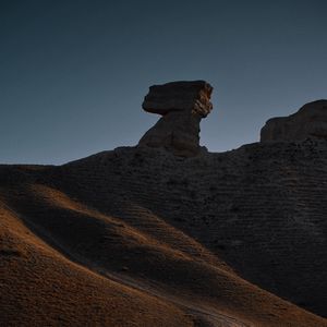 Preview wallpaper hill, rock, dusk, dark, nature